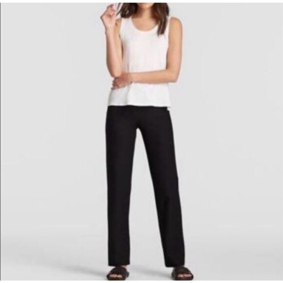 ✨EILEEN FISHER Black Straight Leg Silk Blend Sz XL  Pants✨ - Picture 1 of 5